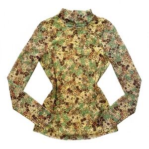 Ted Baker London Floral Mesh Mock Neck Long Sleeve Top Size 1 (US 2-4)